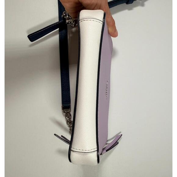 Kate Spade Double Up Small  Saffiano Leather Lilac White Crossbody Bag - Picture 7 of 9